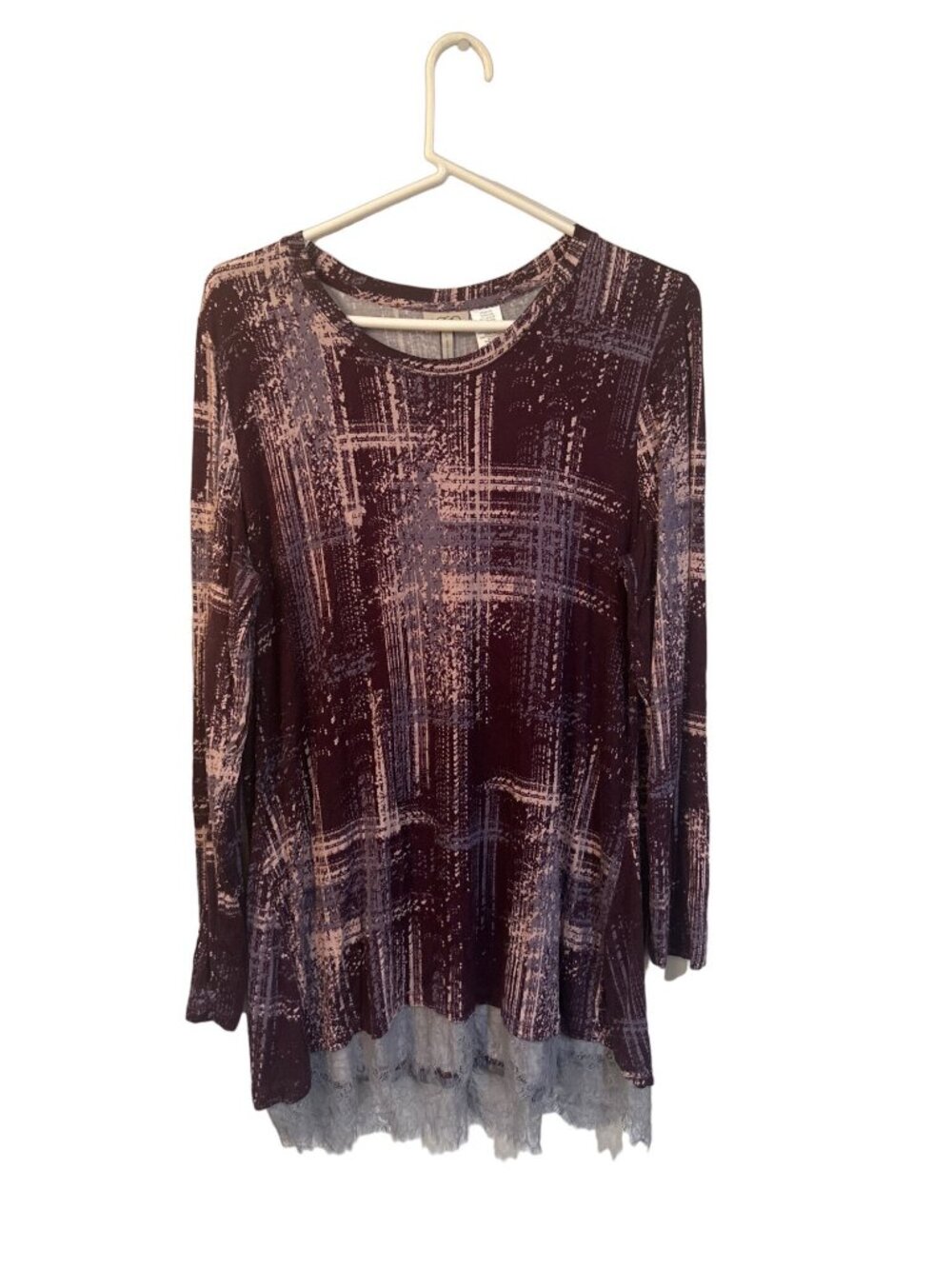 LOGO by Lori Goldstein purple pink grey tunic top size L